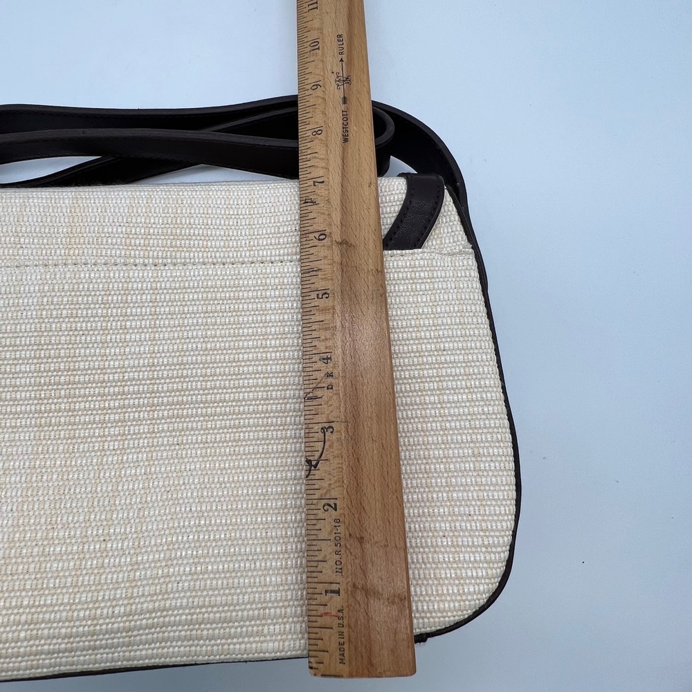 Etienne Aigner Shoulder Bag Small Cream Brown Woven Leather Turn-Lock VTG 80s - Picture 4 of 14